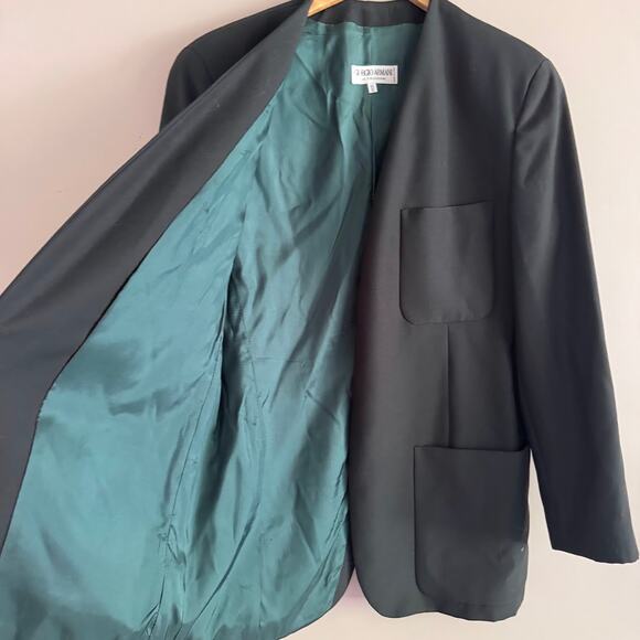 Giorgio Armani Le Collezioni Green Wool Suit Blazer Jacket Size 44 10 Italy - Picture 5 of 6